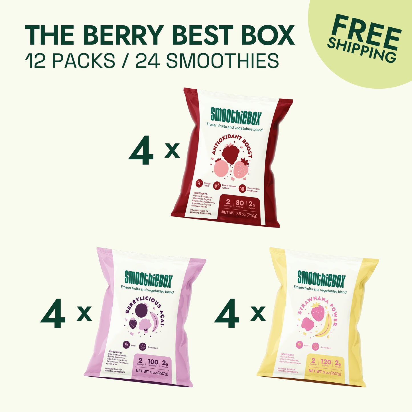 The Berry Best Box (12 packs / 24 smoothies)